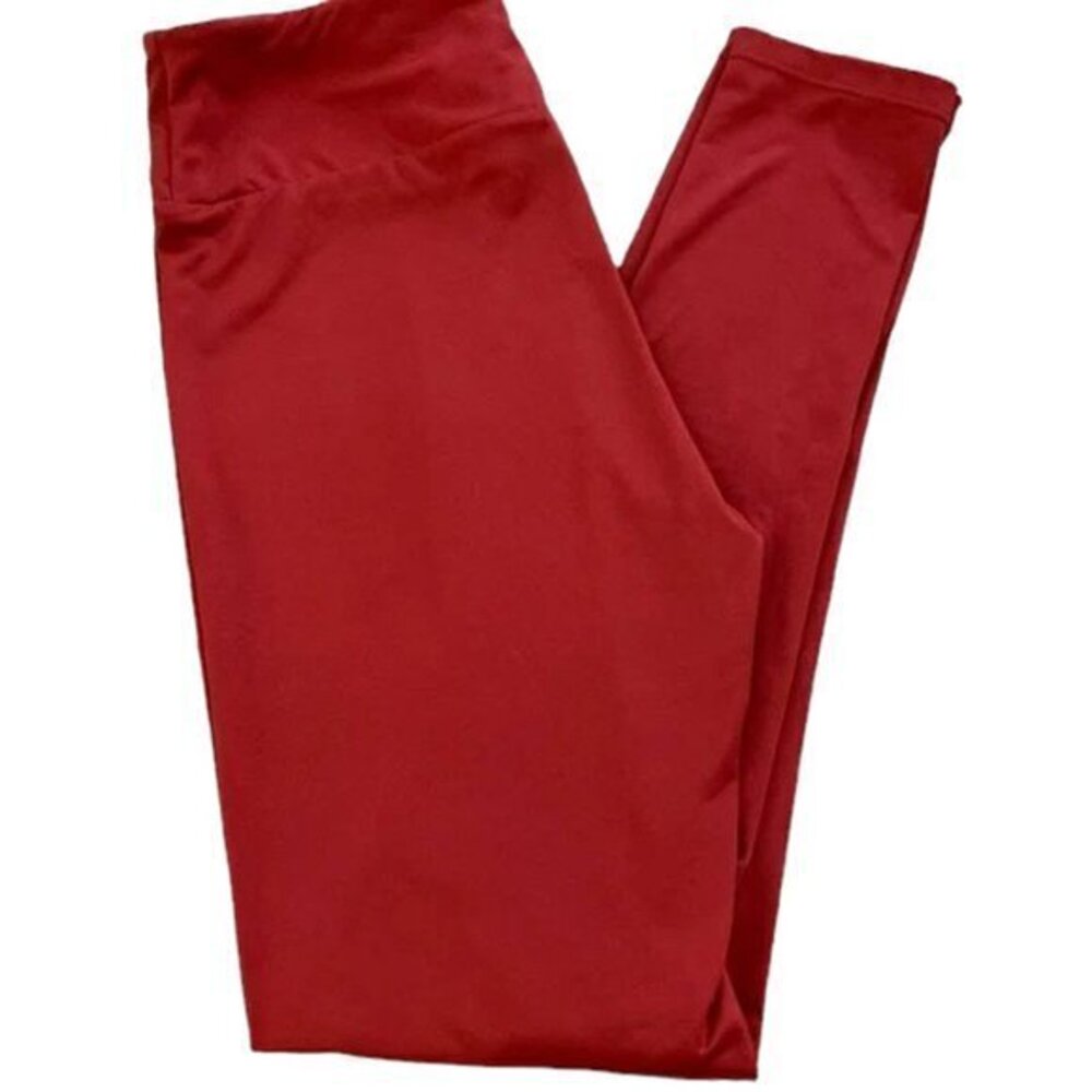 Lularoe Yoga Band Buttery Soft Solid Red One Size EUC #7357 Christmas Valentines